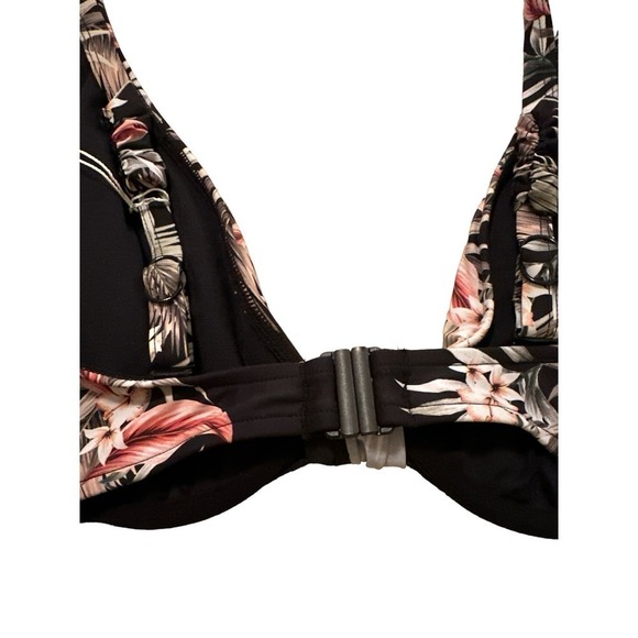 Seafolly Women's Ocean Alley F Cup Halter Bikini Top Swimsuit Size 4 Black NWOT - Picture 8 of 9